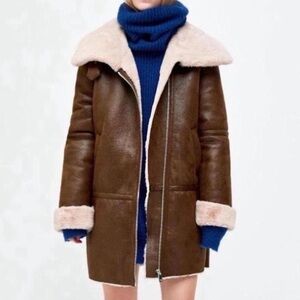 Zara Brown Shearling Coat